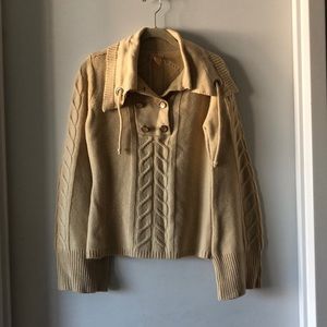 Tulle cream knit sweater with bell sleeves